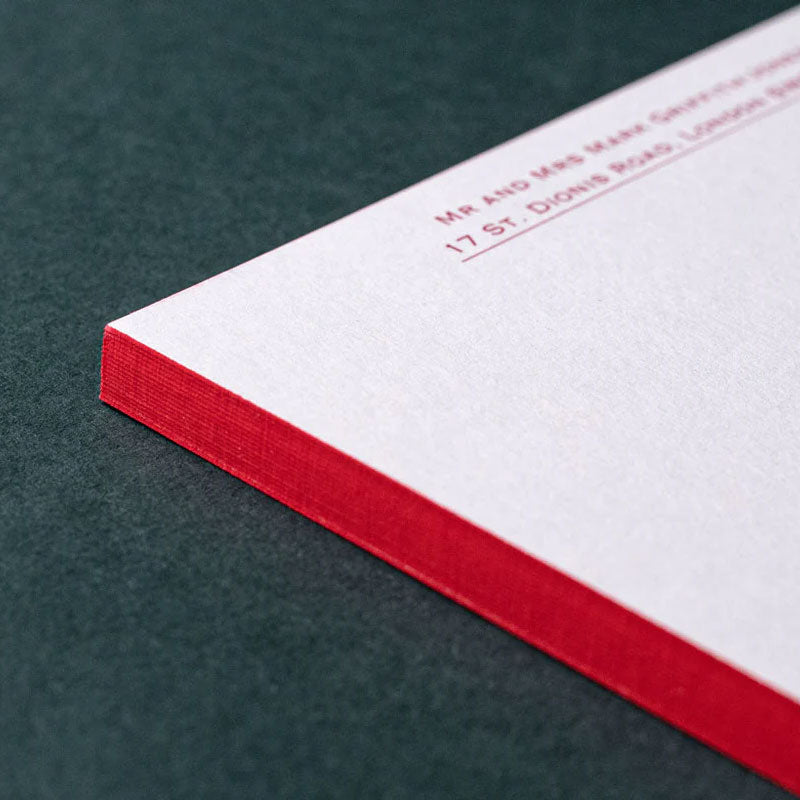 luxury stationery with red edging