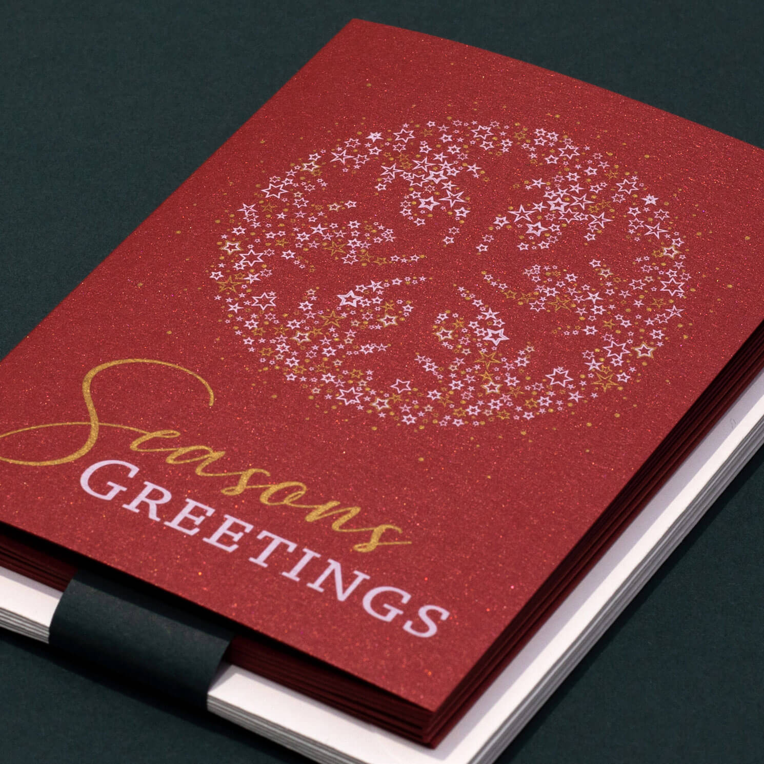 Starry Snowflake Silhouette, Seasons Greetings, Red (Pack Of 6)