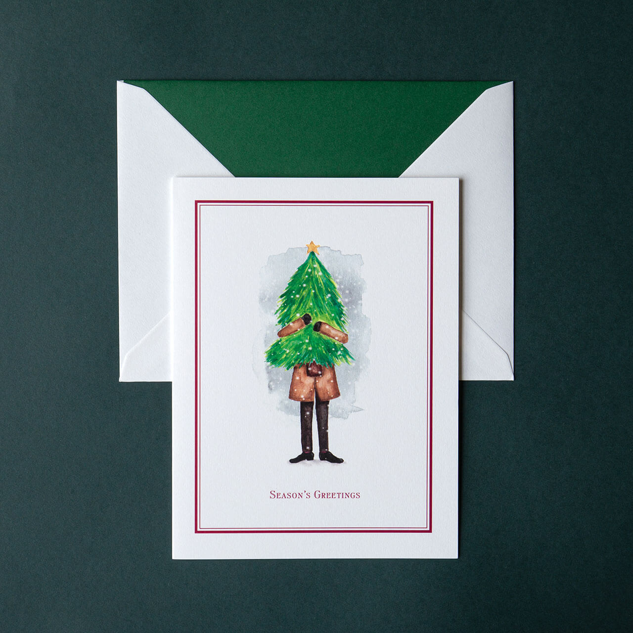 Watercolour Christmas Shopping Gentleman (Pack Of 6)